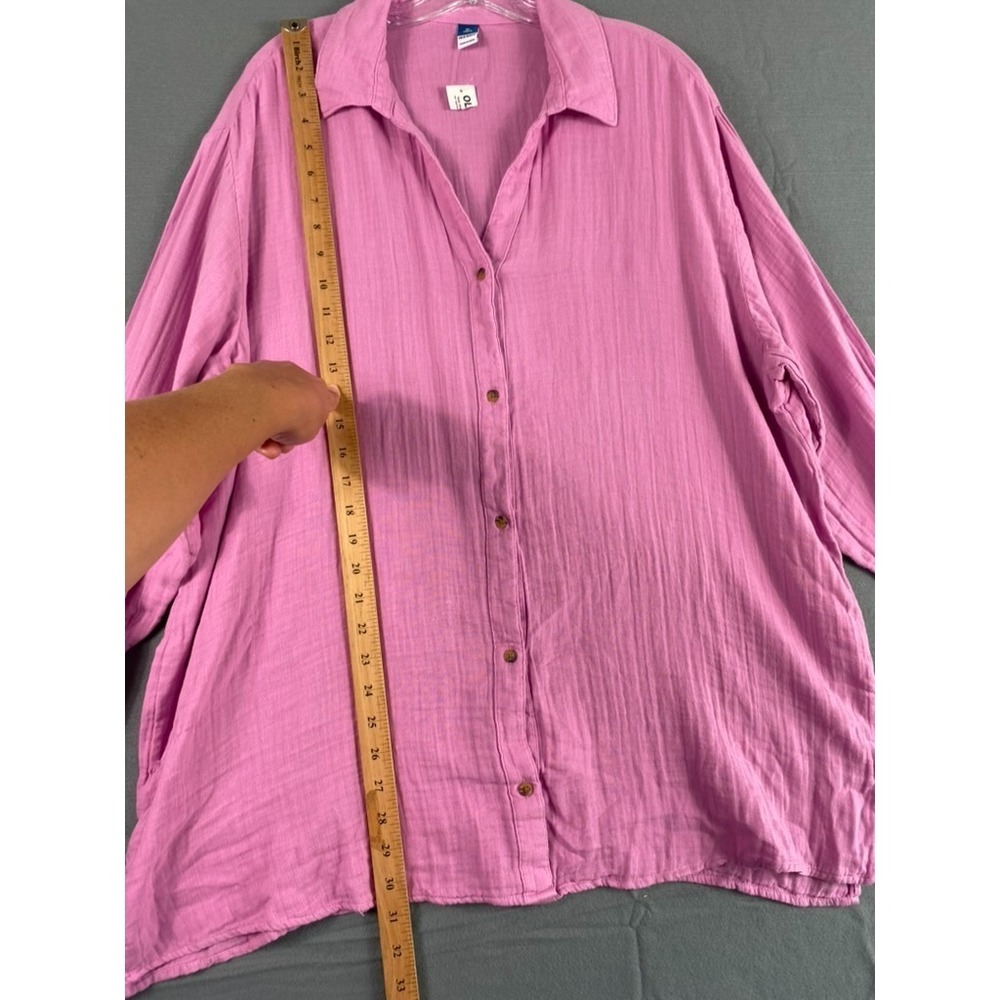 NWT Old Navy Shirt Women Sz XL Tall Oversized Orchid Pink Gauzy Cotton Relaxed - Picture 5 of 13